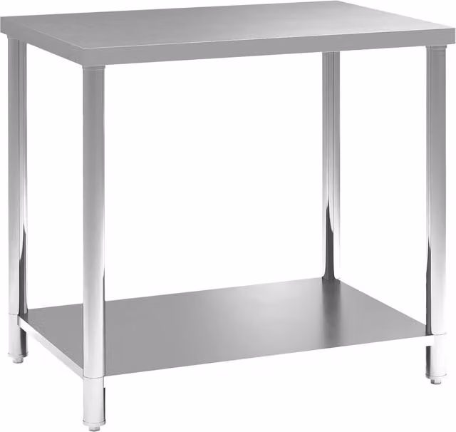 Tavolo da lavoro Minimal in acciaio inossidabile color argento L: 90 cm, P: 60 cm, H: 86 cm