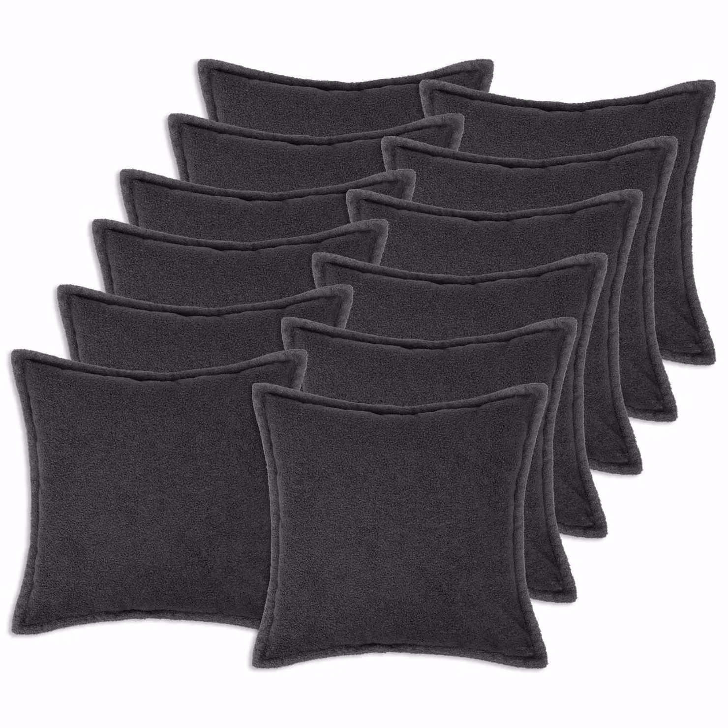 Set di 12 federe vidaXL HOUTEN Grigio Scuro in tessuto bouclé, L 50 cm x P 50 cm