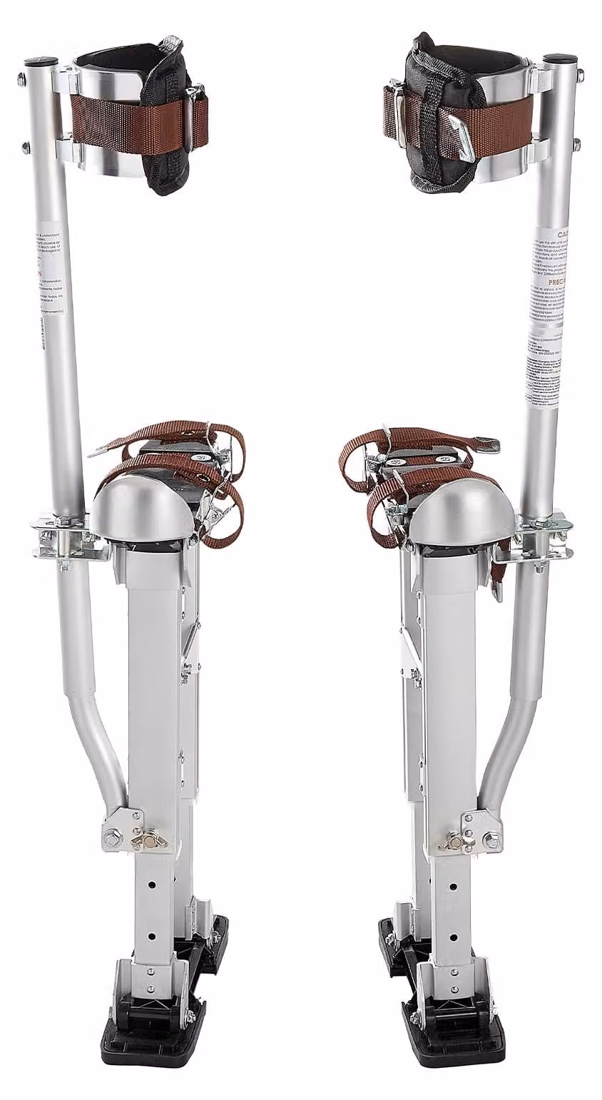 SucceBuy, piedini regolabili in altezza per cartongesso, da 409 a 613 mm, capacità di carico fino a 103 kg, con doppi supporti a molla, piastre di base antiscivolo e cinghie di fissaggio, struttura in alluminio robusta per lavori di cartongesso e soffitti