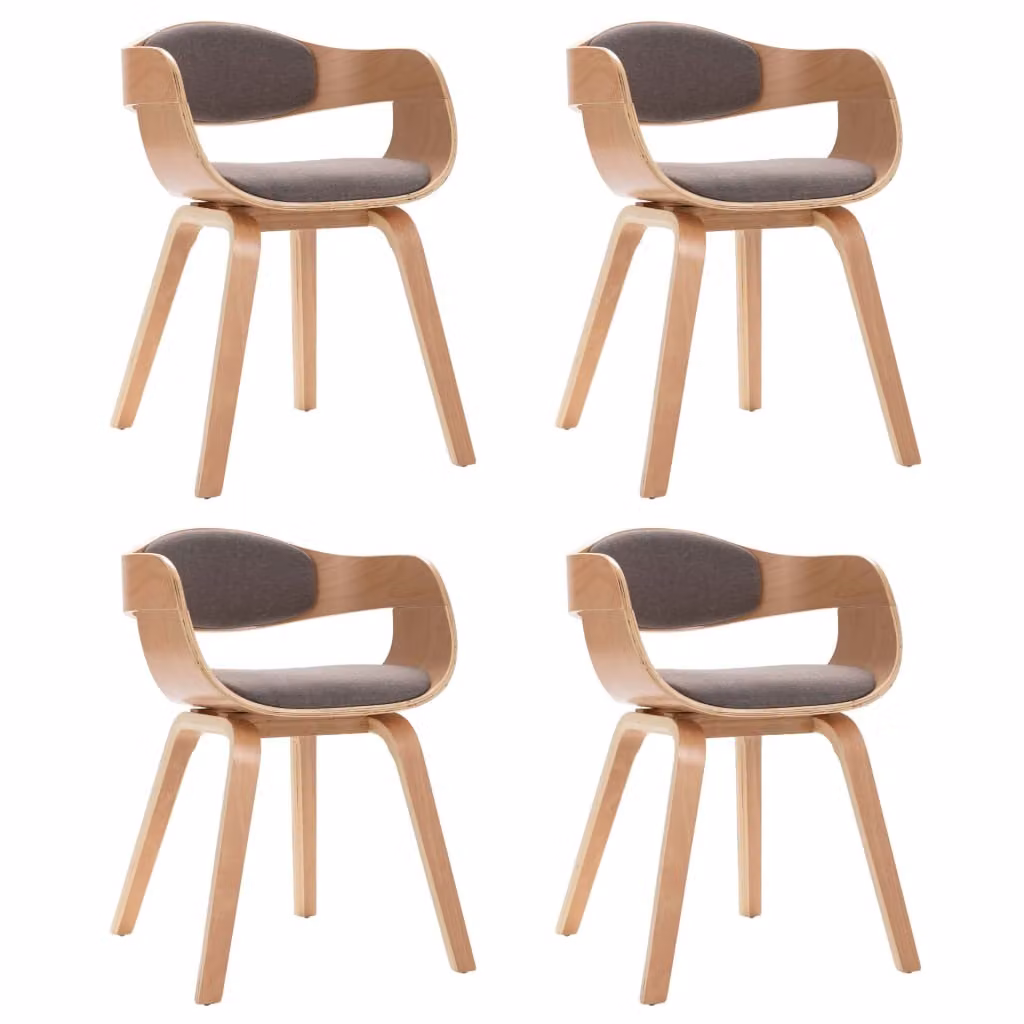 Sedie da pranzo 4 pezzi. Legno di bengala e tessuto color tortora