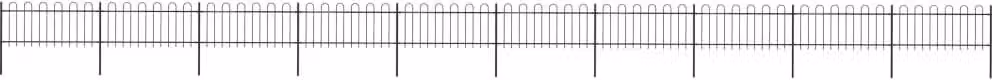 Recinzione da Giardino con Parte Superiore ad Anello in Acciaio 1781,5x80 cm Nero