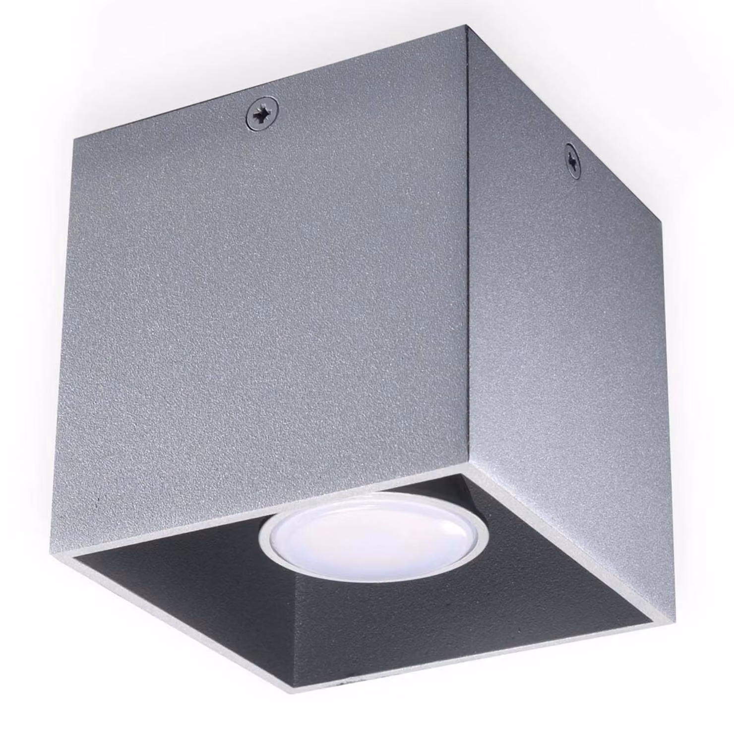 Lampada da soffitto QUAD 1 grigio 1xGU10 10W alluminio 10x10x10cm Sollux Lighting