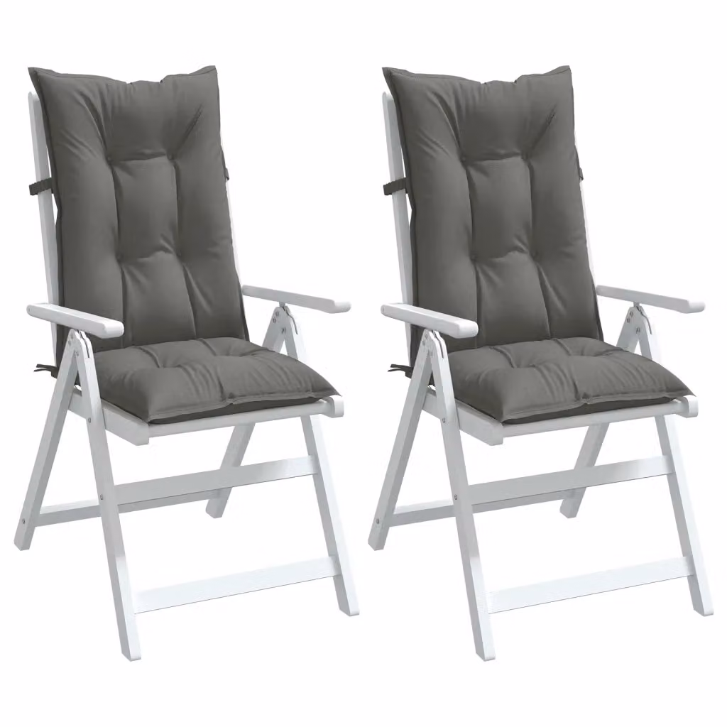 Set di 2 cuscini per sedia con schienale alto vidaXL in tessuto grigio mélange, L 120 cm x P 50 cm x H 7 cm