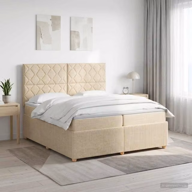 Letto box spring con materasso a molle insacchettate vidaXL beige L/P/H: 200 x 200 x 140,5 cm – 1