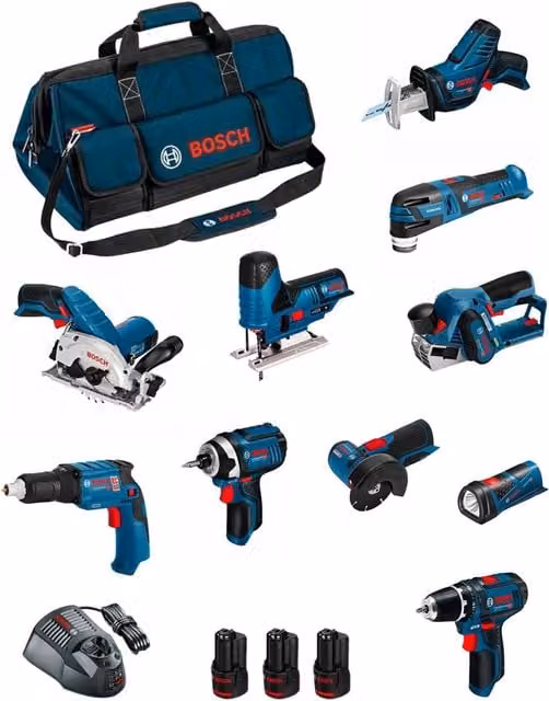 Kit utensili Bosch BMKB10-28CD3 blu con batterie ricaricabili
