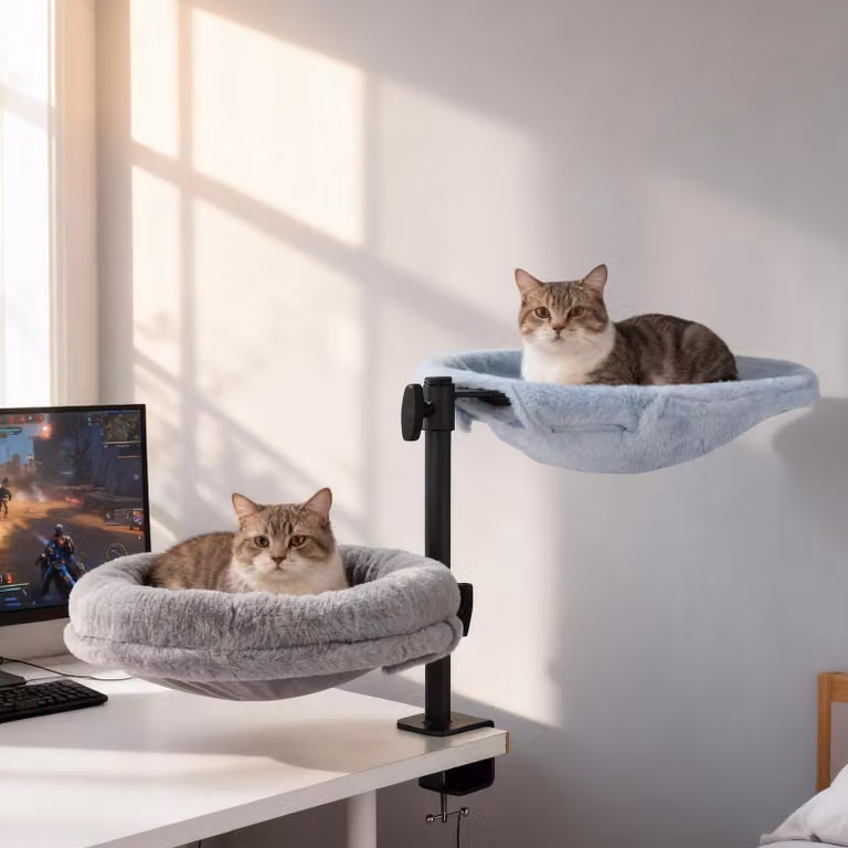 Solidchoice - Lettino a due piani per gatti, ideale per l'ufficio, con rotazione a 360°