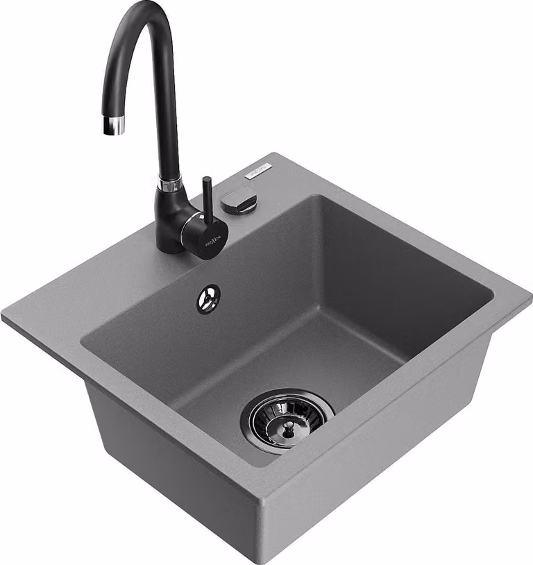 Mexen Milo lavello in granito ad 1 vasca con miscelatore Telma, grigio - 6505-71-670200-70-B