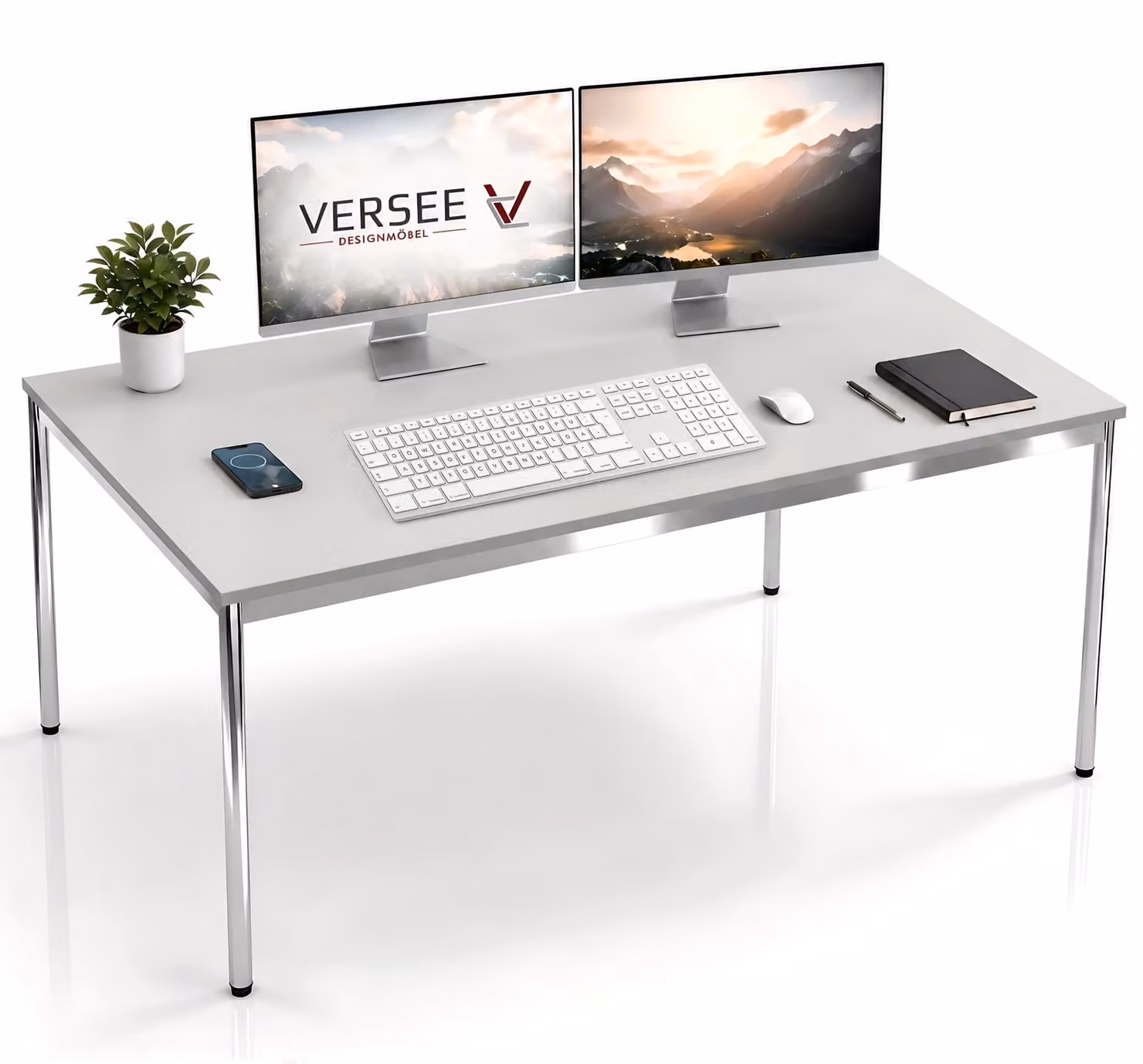 Scrivania / tavolo da conferenza VERSEE VST1 160x60 cm grigio chiaro - regolabile in altezza, stabile