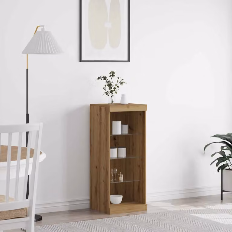 Madia moderna vidaXL in rovere con illuminazione LED, colore marrone, L 41 cm x P 37 cm x H 100 cm