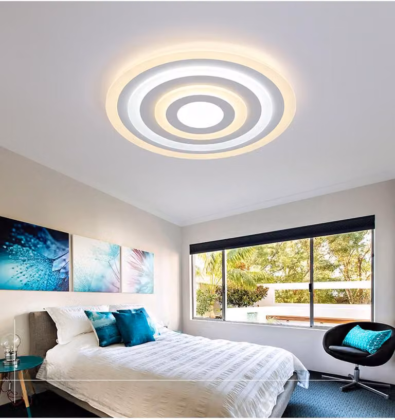 Plafoniera LED XW096, diametro 50 cm, 68W, con telecomando. Colore e intensità della luce regolabili. Paralume in acrilico, classe energetica A+. Plafoniera LED per soggiorno, lampadario, lampada a sospensione, plafoniera, faretto a soffitto