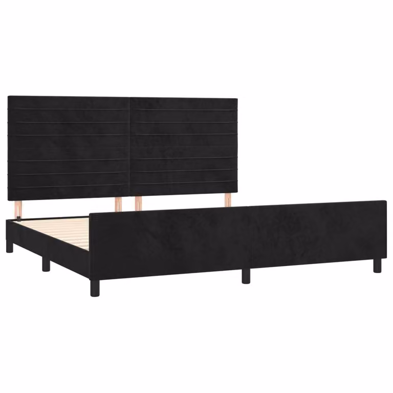 Giroletto senza Materasso Nero 200x200 cm in Velluto