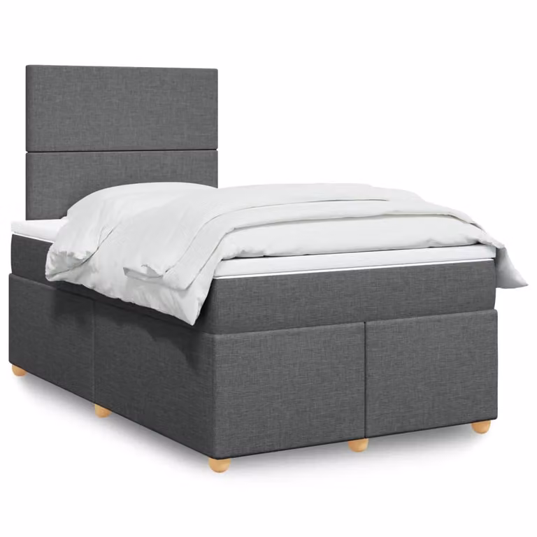 vidaXL Giroletto a Molle Ibrido con Materasso in Tessuto Grigio e Bianco L/P: 120 x 200 cm