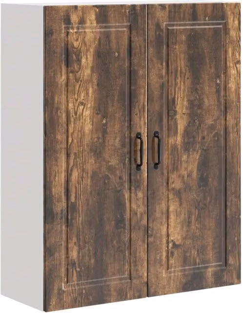 Armadio da cucina a parete moderno con 3 ripiani pratici 80 x 31 x 100 cm in legno multistrato rovere fumo 02_0054489