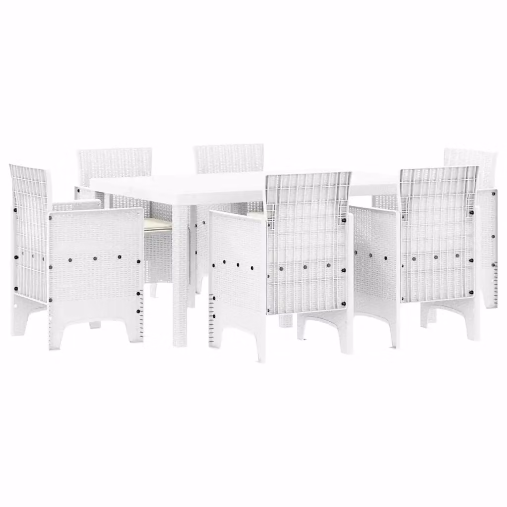 Set da pranzo per giardino e terrazzo vidaXL in rattan bianco, 7 pezzi – 2