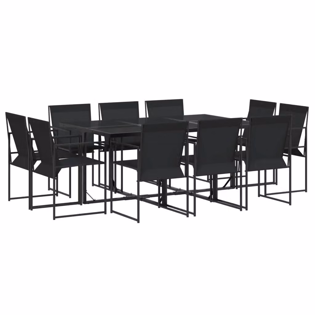 vidaXL Set da Pranzo da Giardino Moderno in Metallo e Vetro Nero 11 pz – 2