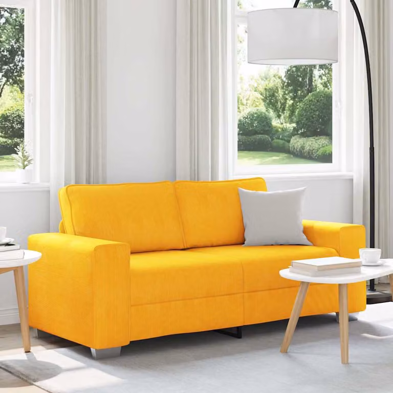 Divanetto moderno vidaXL in velluto a coste giallo, L: 180 cm, P: 77 cm, H: 82 cm