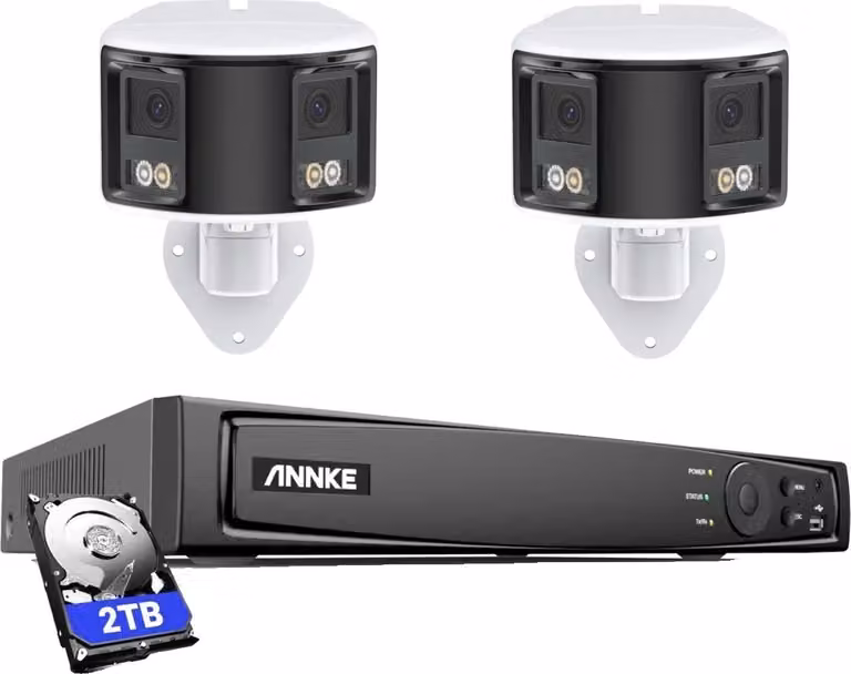 Sistema di telecamere di sicurezza, risoluzione 6MP, visione panoramica a 180°, 2 pezzi da 2TB