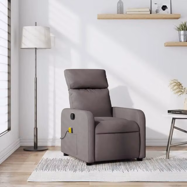 Poltrona Relax Reclinabile vidaXL in Tessuto con Braccioli, Colore Beige e Grigio