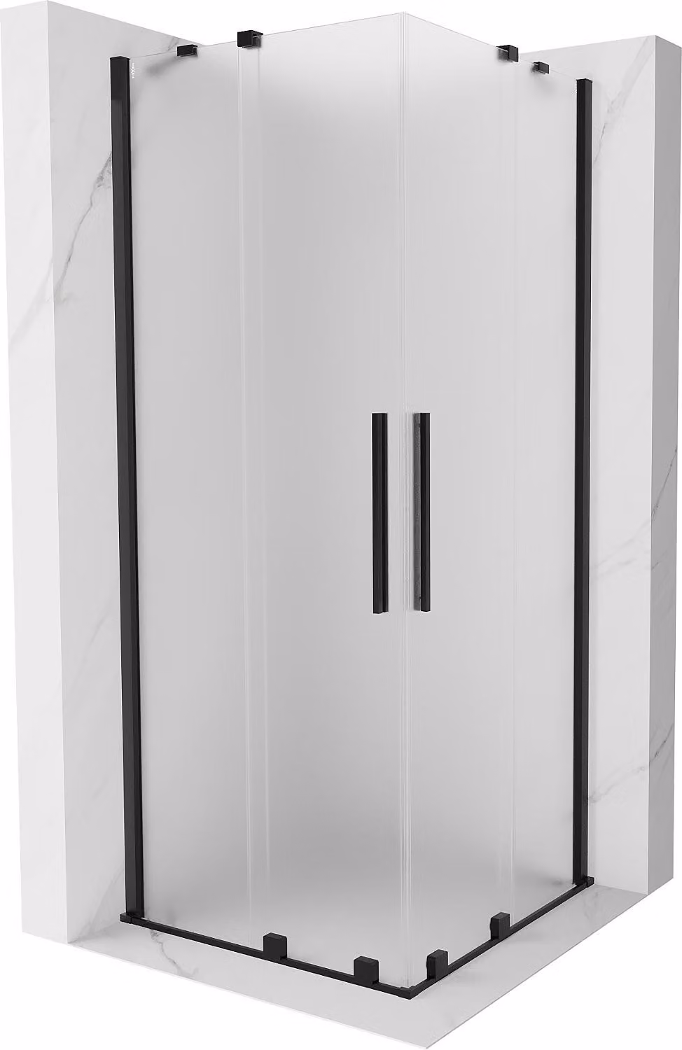 Mexen Velar Duo cabina doccia scorrevole 80 x 80 cm, smerigliata, nera - 871-080-080-32-70
