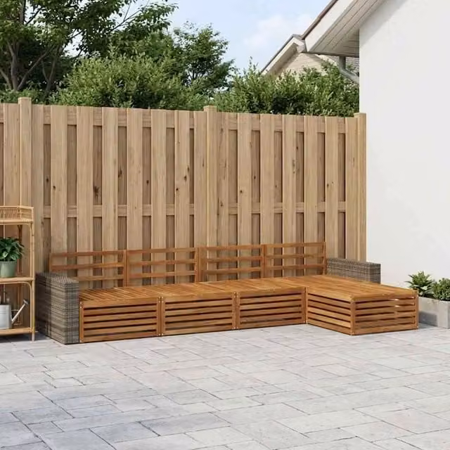 Set di divani da esterno 5 pz Naturale Legno di Acacia Massello 3383247