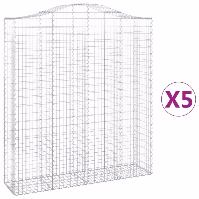 Cesti Gabbioni ad Arco 5 pz 200x50x220/240 cm Ferro Zincato