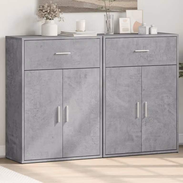 Set di 2 credenze moderne vidaXL in legno e MDF, colore grigio, L 60 cm x P 30 cm x H 84 cm
