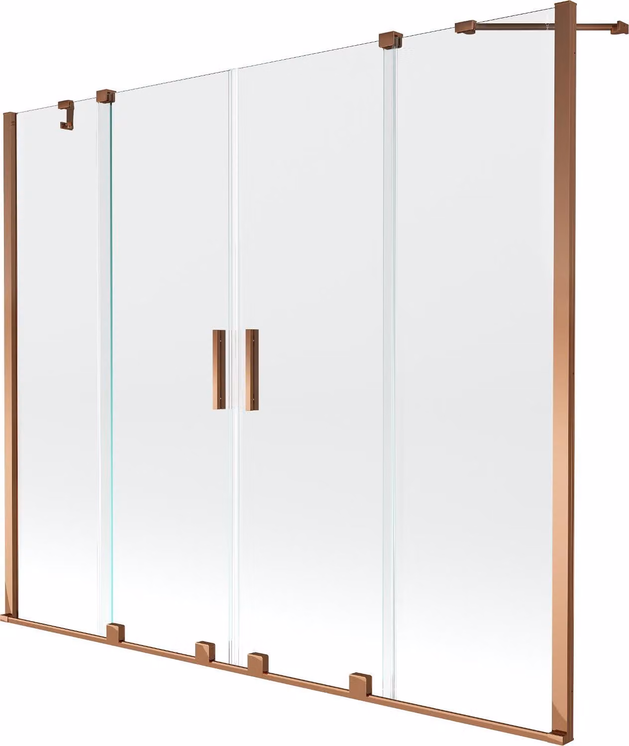 Mexen Velar Duo paratia per vasca da bagno a 2 ali scorrevole 170 x 150 cm, trasparente, oro rosa - 896-170-000-02-60