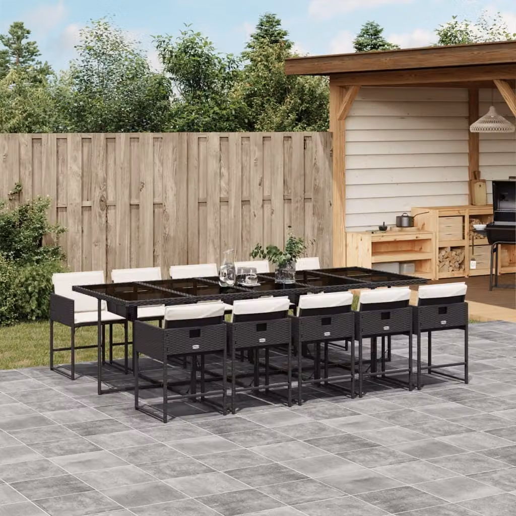 Maison Exclusive - Set da Pranzo da Giardino 11 pz con Cuscini in Polyrattan Nero