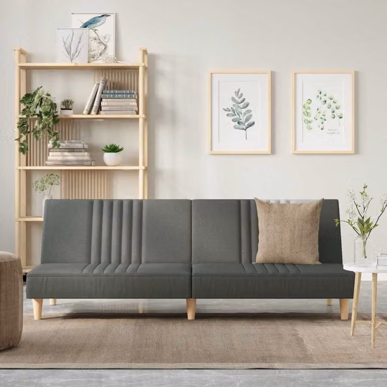 Divano Letto Click Clack vidaXL Grigio con Poggiatesta Regolabile e Rivestimento in Tessuto L/P/H: 200 x 140 x 70 cm