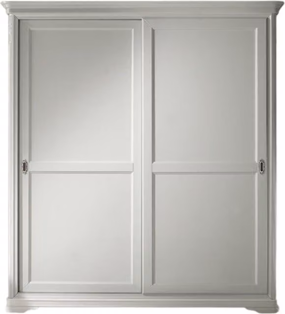 Armadio shabby chic Mobili 2G in legno massello bianco con 2 ante scorrevoli L: 200 cm, P: 67 cm, H: 220 cm – 1