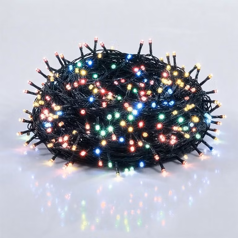Catena luminosa natalizia a LED, multicolore - 320 LED / 27 metri - Illuminazione decorativa per esterni con timer