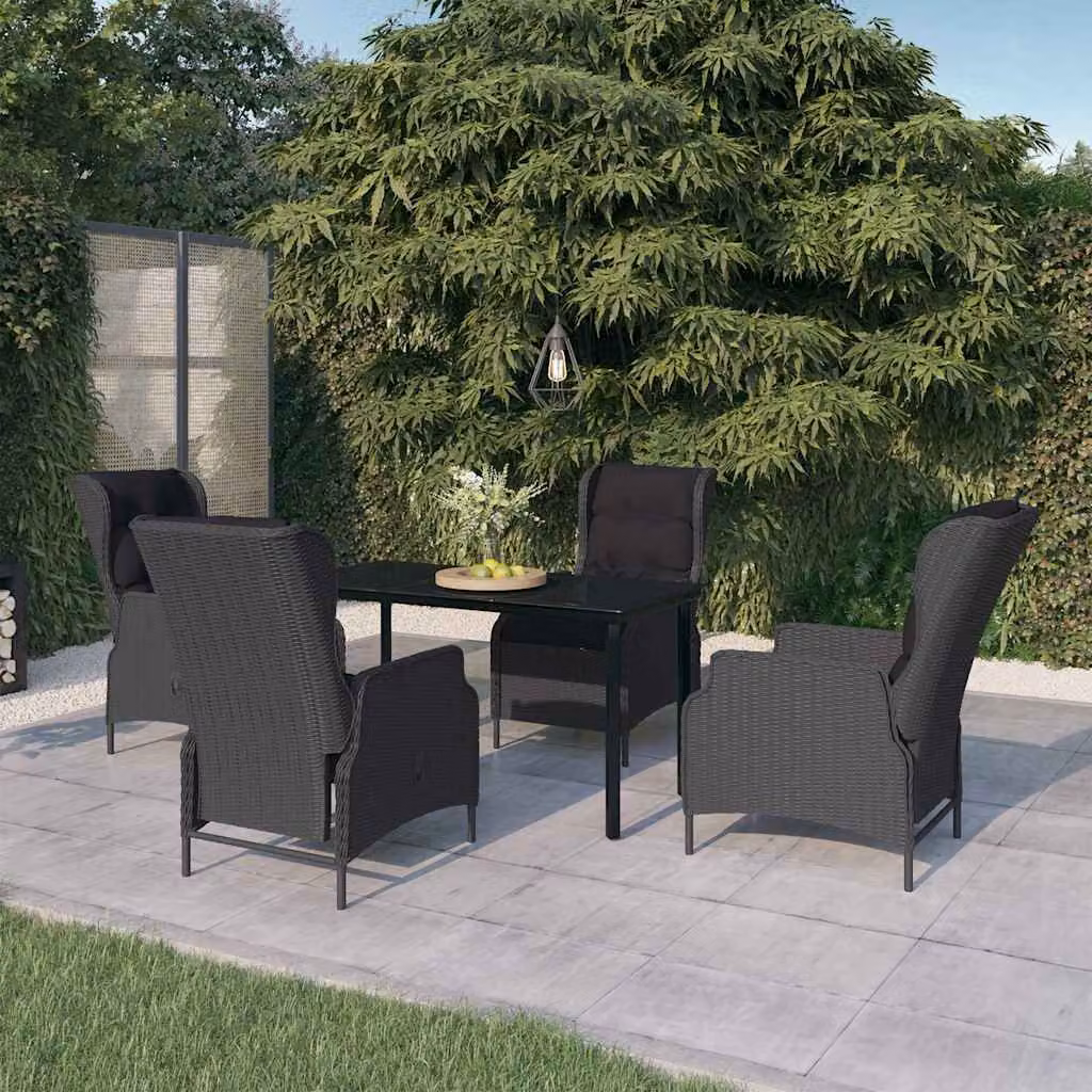 Set da pranzo da giardino moderno vidaXL in metallo e vetro, 5 pezzi, antracite