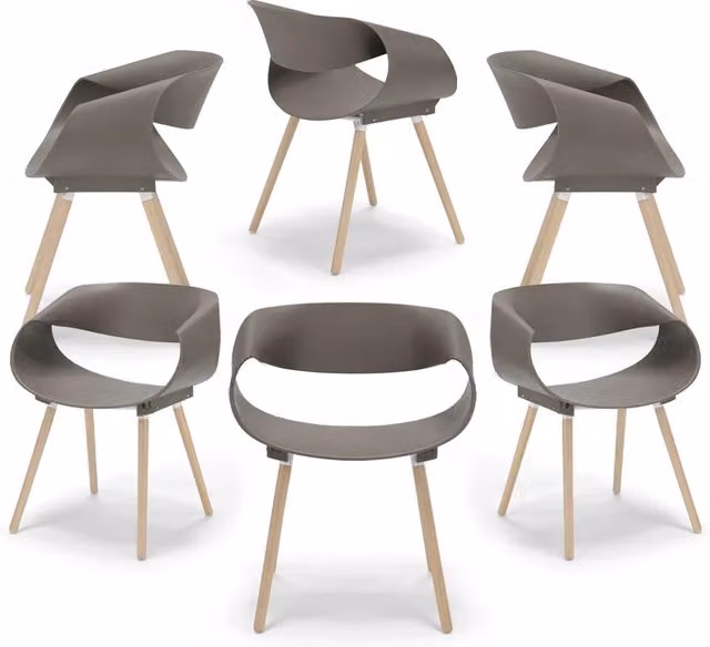 Set 6 sedie in polipropilene DILETTA con gambe in faggio, resistente ai raggi UV, design moderno, ideale per sala da pranzo, cucina, sala d’attesa, bar, ristoranti, colore Petrolio