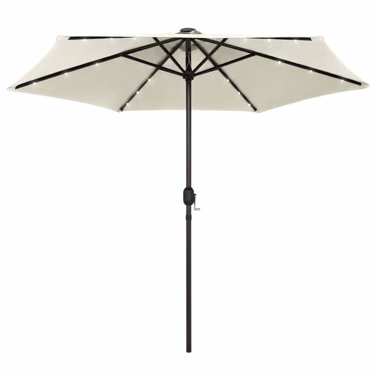 vidaXL Ombrellone con illuminazione a LED e palo in alluminio 270 cm bianco sabbia