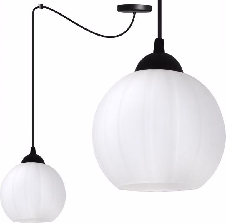 Costa Lampada a sospensione Spider nera – Lampada a sospensione a 1 luce con sfera bianca E27