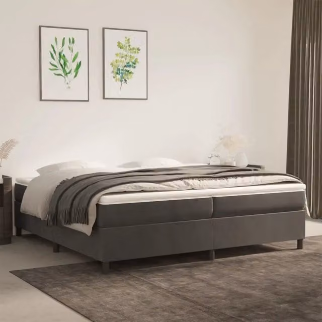 Struttura Letto a Rete a Molle-Giroletto DESIGN IN in Velluto Grigio 200x200 cm – 1