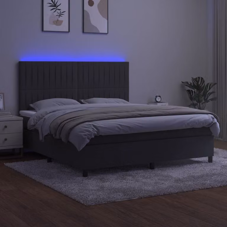 Maison Exclusive - Letto a Molle con Materasso e LED Grigio Scuro 180x200 cm