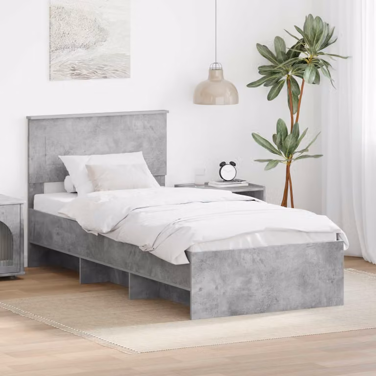 Struttura del letto moderna vidaXL in legno MDF grigio L 80 x P 200 cm