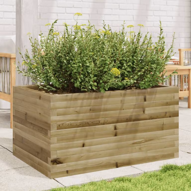 vidaXL Fioriera da Giardino in Legno di Pino Impregnato, Marrone, L 90 cm x P 60 cm x H 45,5 cm