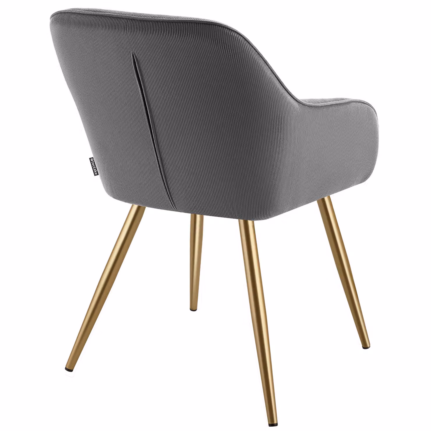 Sedia Marilyn TecTake GmbH in velluto a coste con braccioli, grigio e oro – 2