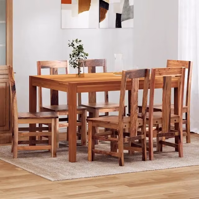Set di 6 sedie da pranzo vidaXL in legno massello marrone stile rustico