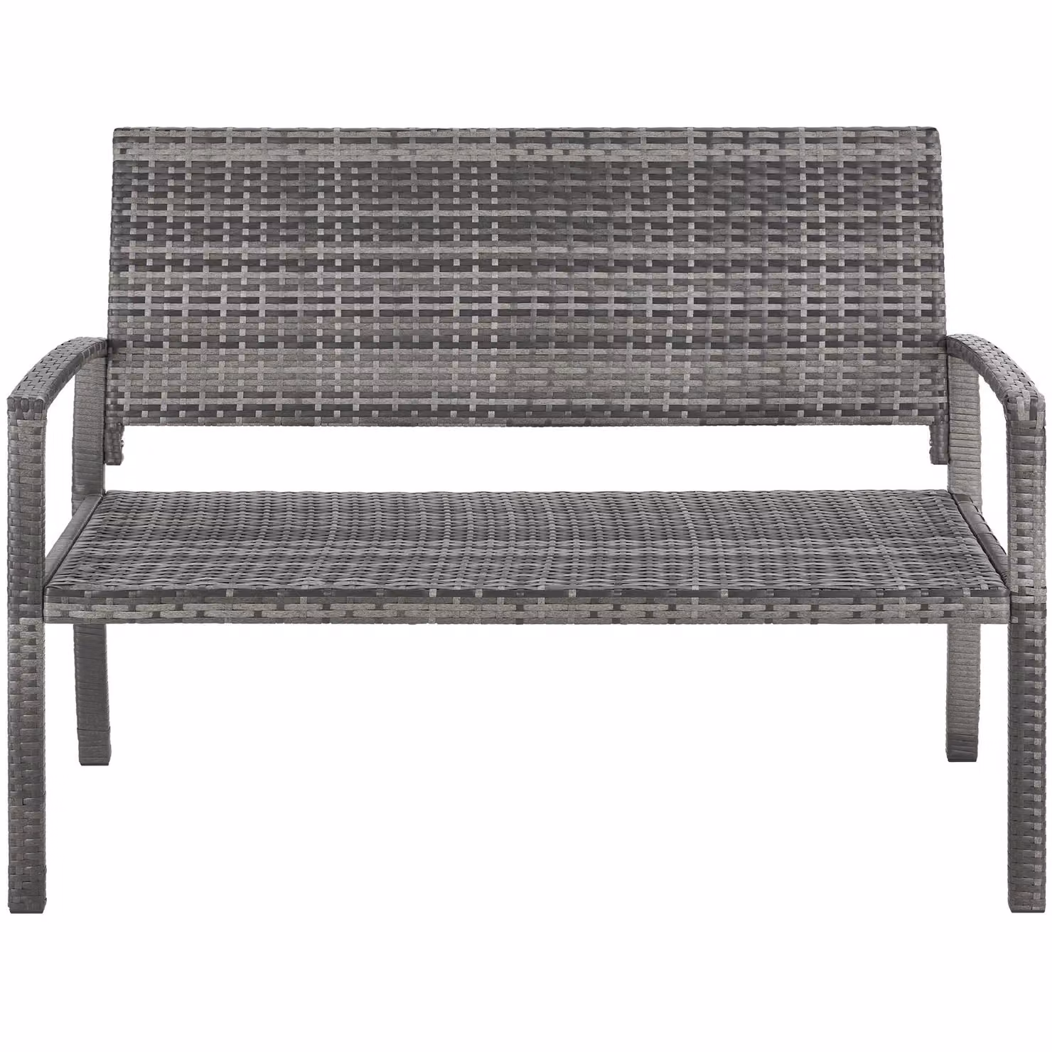 Panchina da giardino a 2 posti TecTake in rattan grigio con braccioli e cuscini inclusi – 3