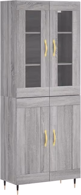 Credenza | Madia | Buffet da pranzo | Armadio da pranzo Grigio Sonoma 69,5x34x180 cm in Legno Multistrato