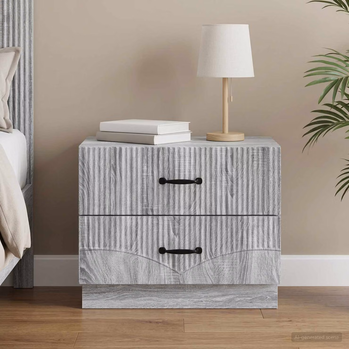 Armadio da Notte Moderno vidaXL Grigio Sonoma L: 62 cm, P: 34,5 cm, H: 44,5 cm
