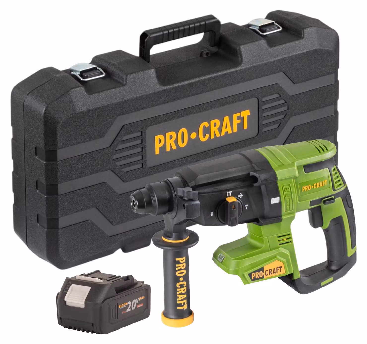 Martello perforatore a batteria Procraft PHA40bb-c 20 V 2,6 J SDS plus Brushless + 1x batteria 4,0 Ah + valigetta - senza caricabatterie