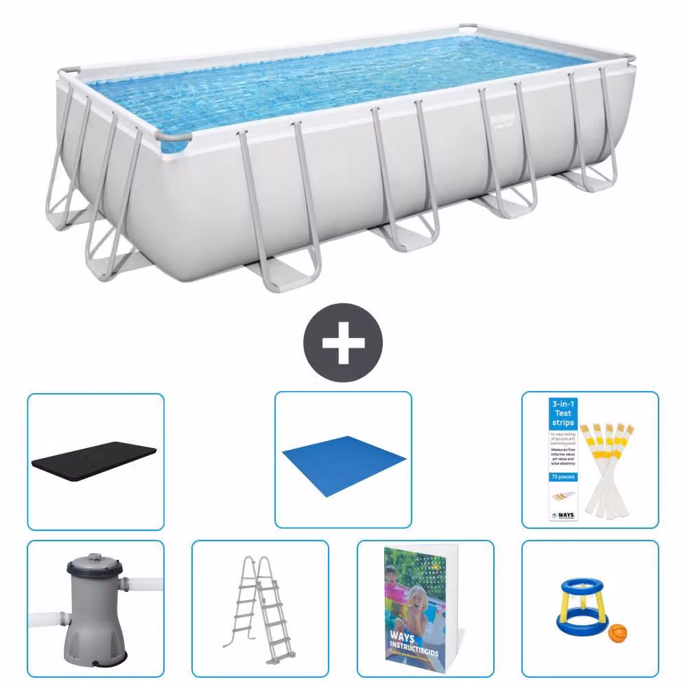 Bestway Power Steel, piscina rettangolare - 488x244x122 cm - composta da 6 parti, modello S568