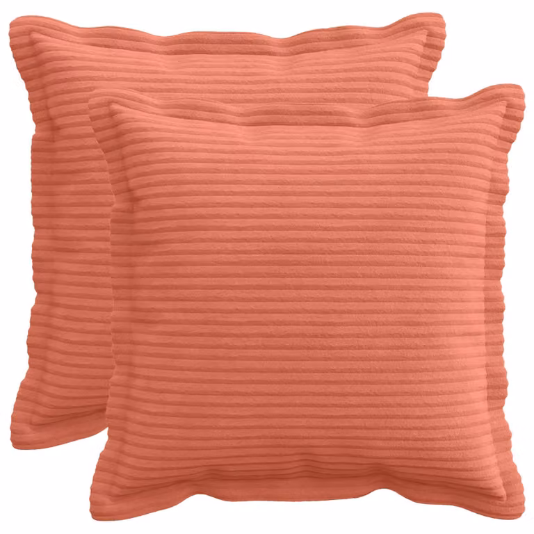 Set di 2 federe vidaXL HOUTEN in velluto a coste, colore rosso arancio, 30 x 30 cm