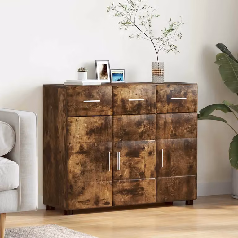 Credenza moderna vidaXL FLORIN in Rovere Fumo, L 88,5 x P 30,5 x H 73 cm