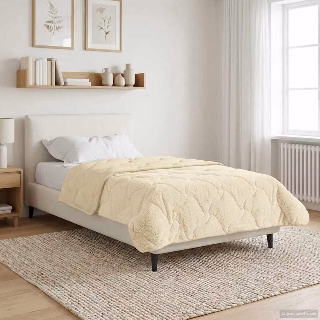 vidaXL Piumone Invernale in Microfibra Traspirabile e Reversibile, Beige, L/P/H: 135 x 200 cm