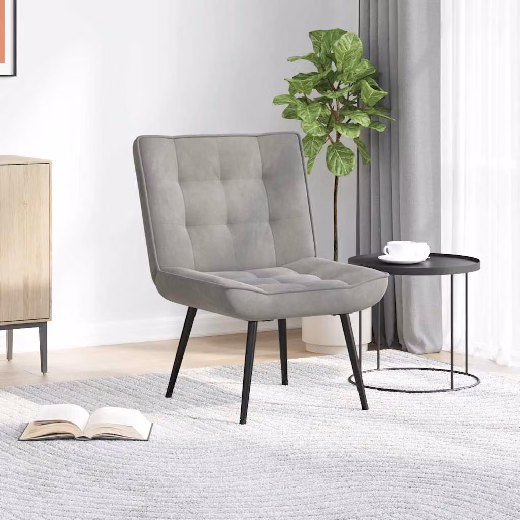vidaXL Sedia Relax 64x74x84 cm Grigio Chiaro in Velluto